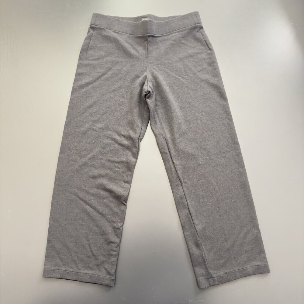 Eileen Fisher Gray Stretch Elastic Waist Straight Leg Casual Pant